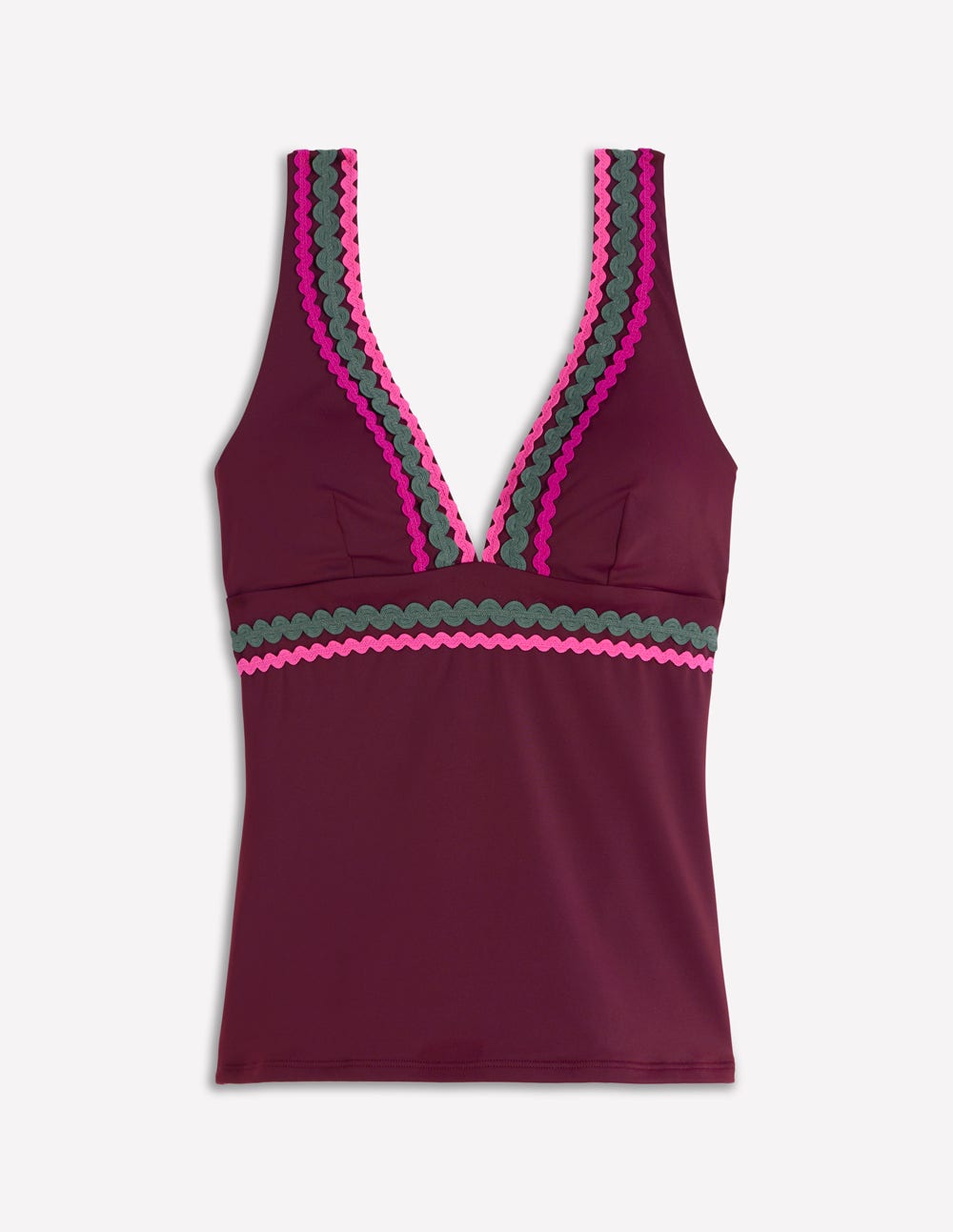 Porto Tankini Top-Chocberry, Rik rak - Image 5