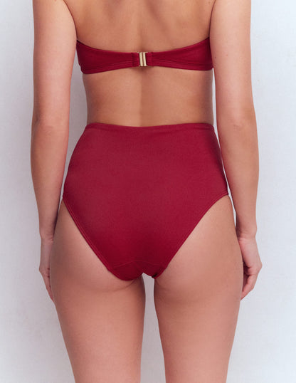 Kythira Ruched Bikini Bottoms-Bullfight Red-3