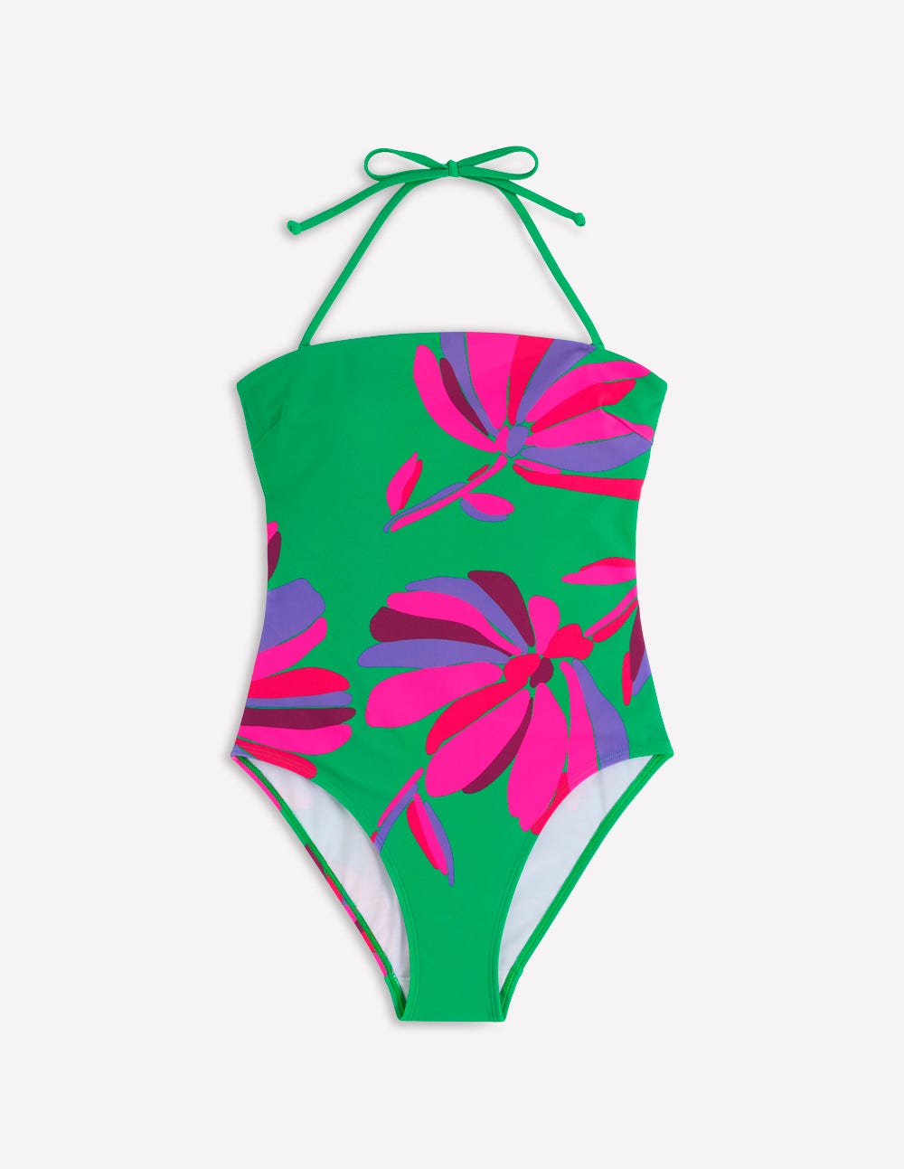 Paros Bandeau Swimsuit-Green Tambourine,Daisy Cascade-6