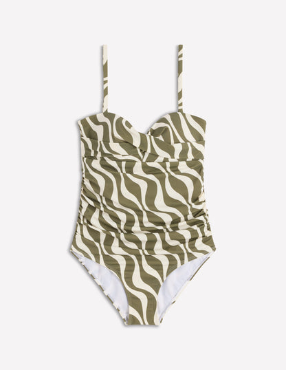Andros Twist Front Swimsuit-Woodland Green, Rhythmic Wave-5