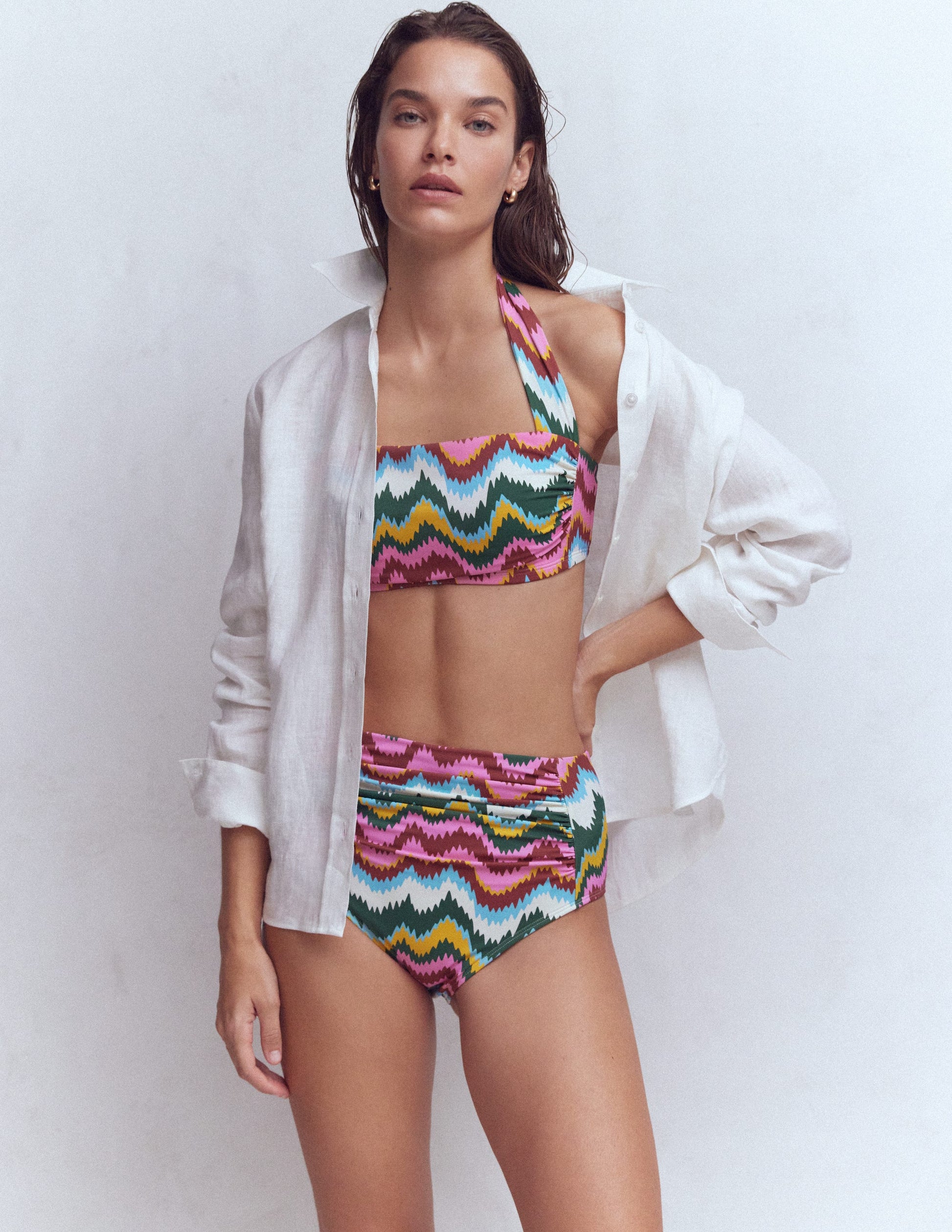 Kythira Ruched Bikini Top-Multi Zig zag wave-4