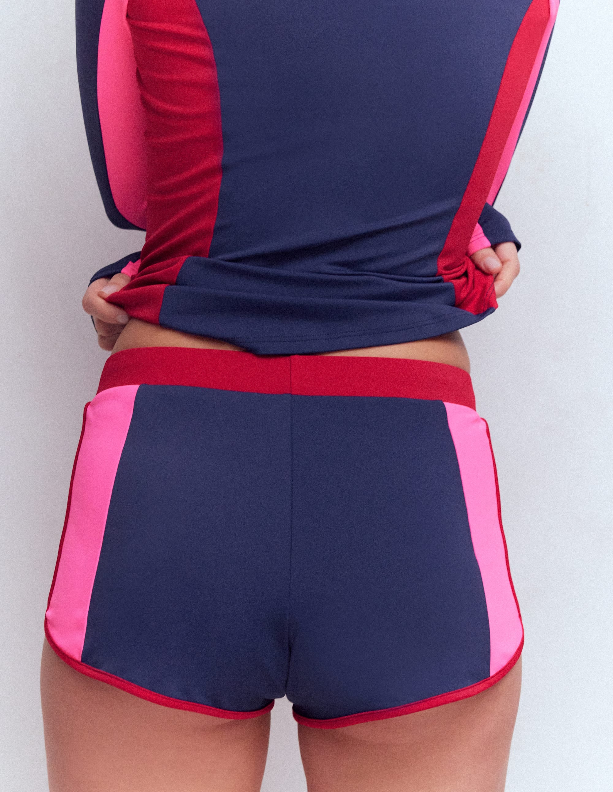 Rash Guard Swim Shorts-Navy, Colourblock - Image 3