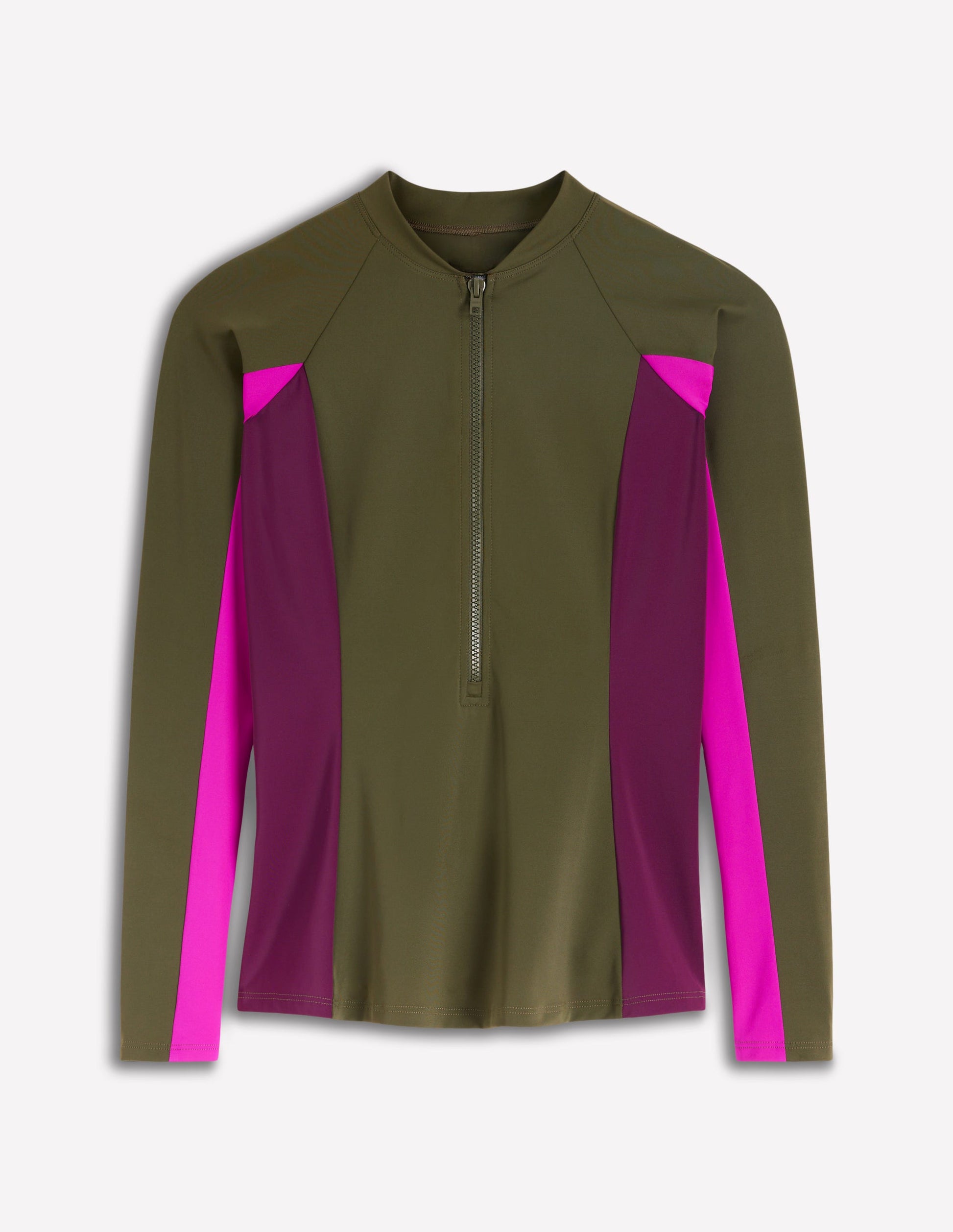 Sun Safe Raglan Rash Vest-Khaki Colourblock-5