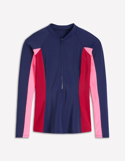 Sun Safe Raglan Rash Vest-Navy Colourblock-5