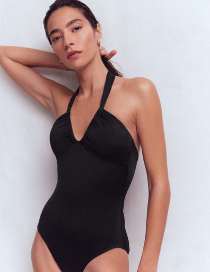 Minori Halter Tie Swimsuit-Black-1