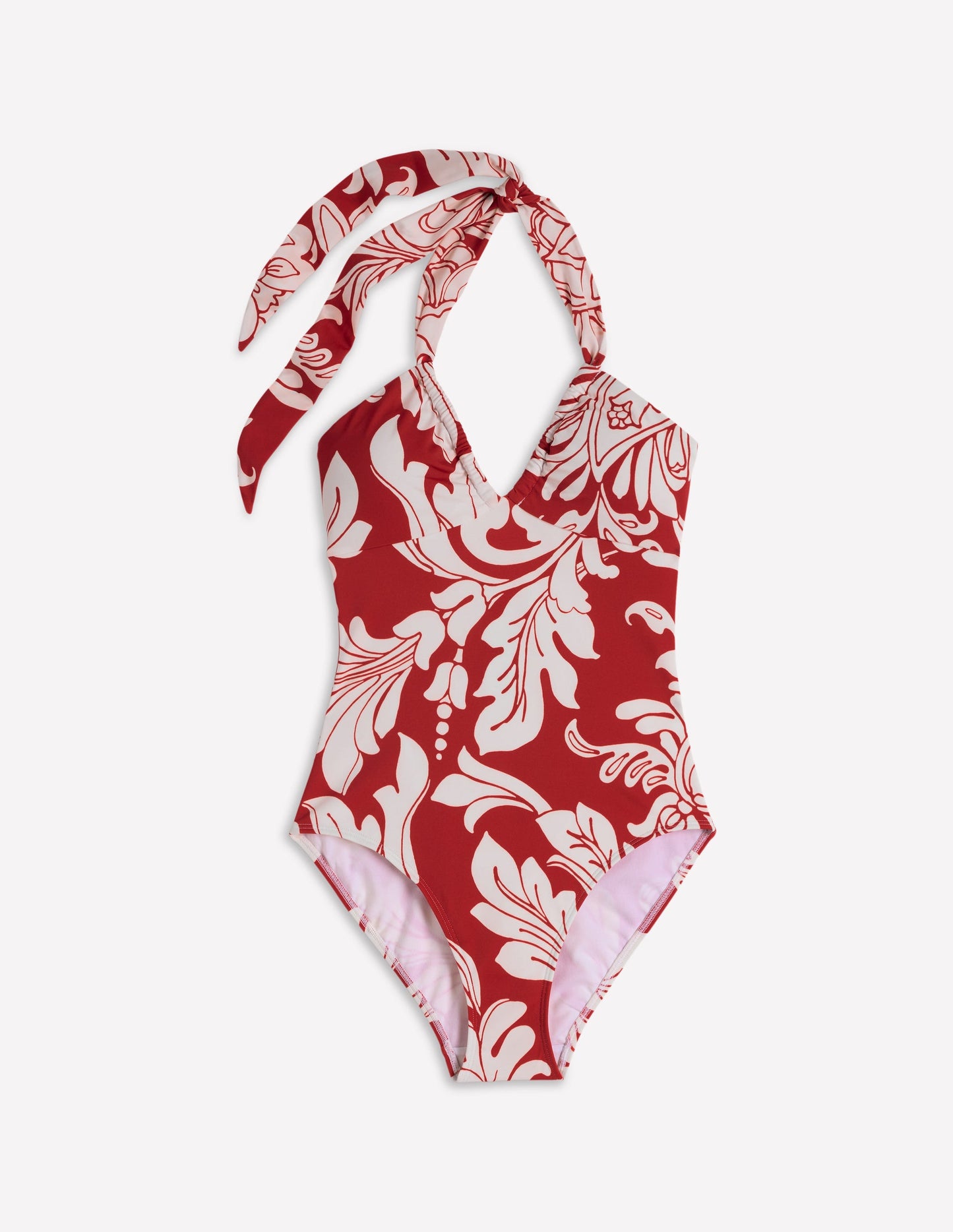 Minori Halter Tie Swimsuit-Salsa, Botanical Flourish