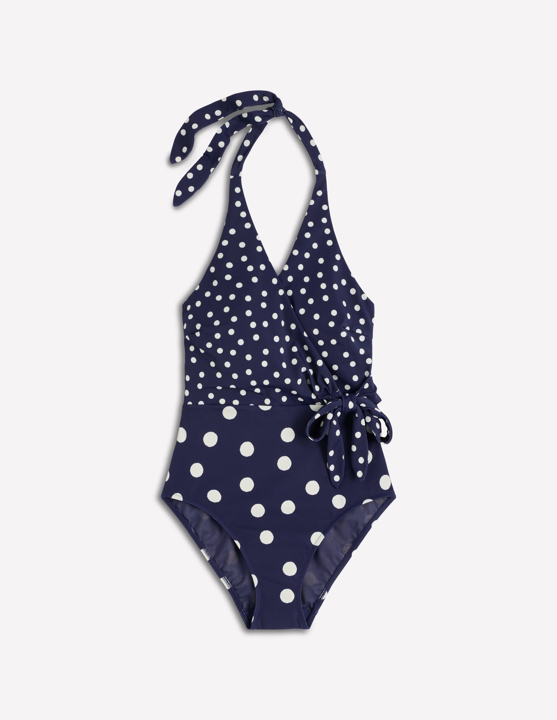 Wrap Over Swimsuit-French Navy, Painted Dot-8