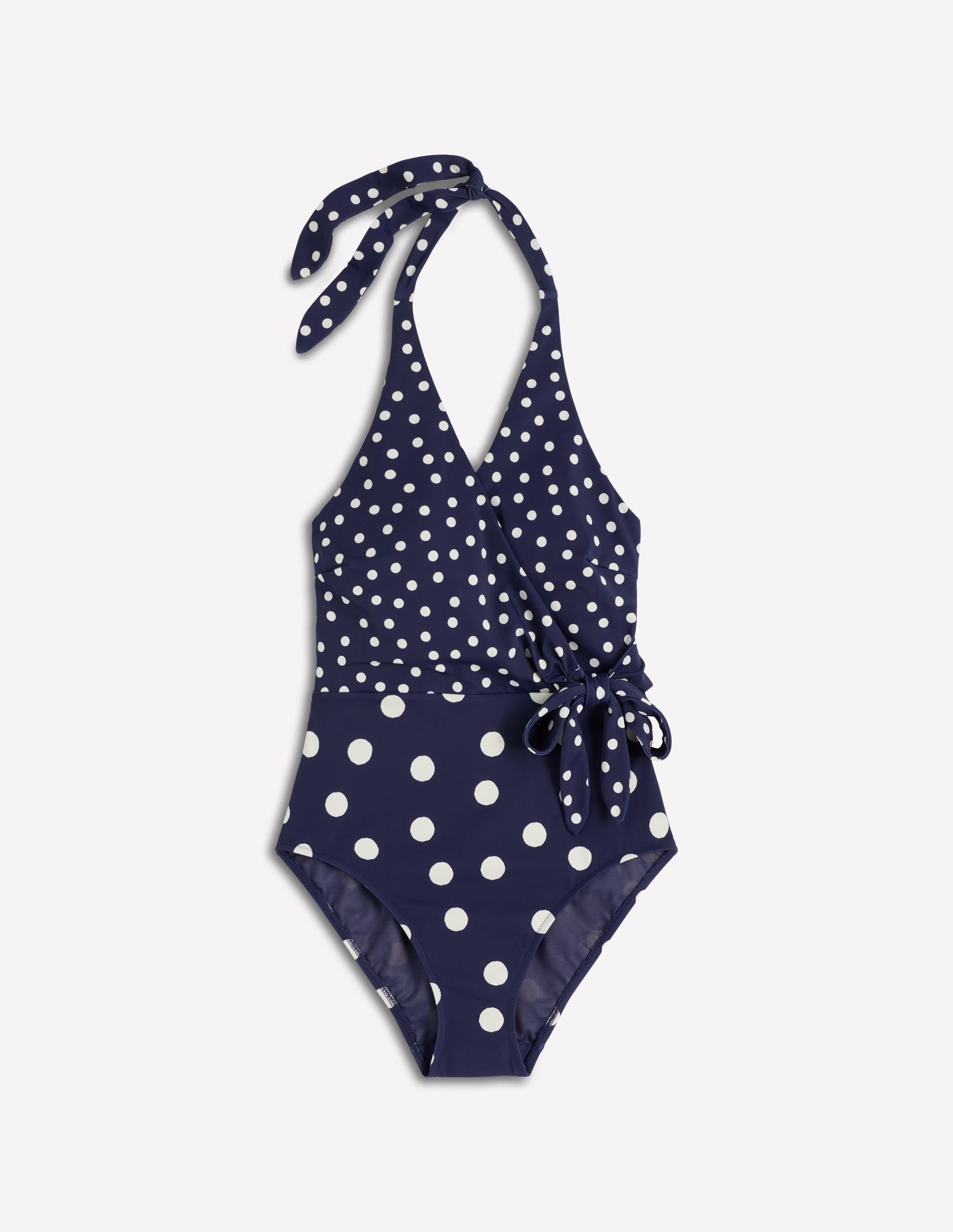 Tilos Tie Side Swimsuit-French Navy, Painted Dot - Image 8