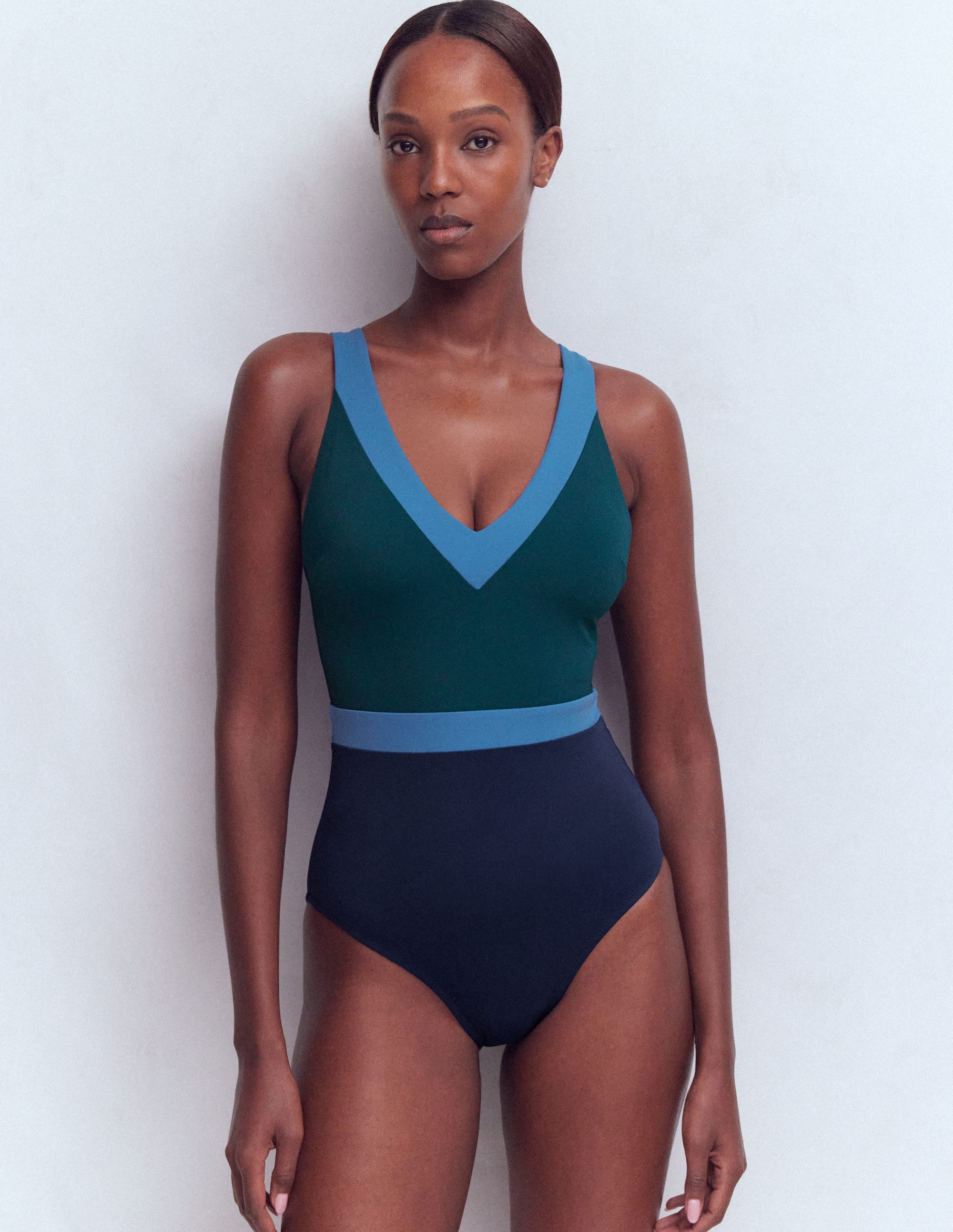 Campania Cross-back Swimsuit-Pacific Green Colourblock - Image 1