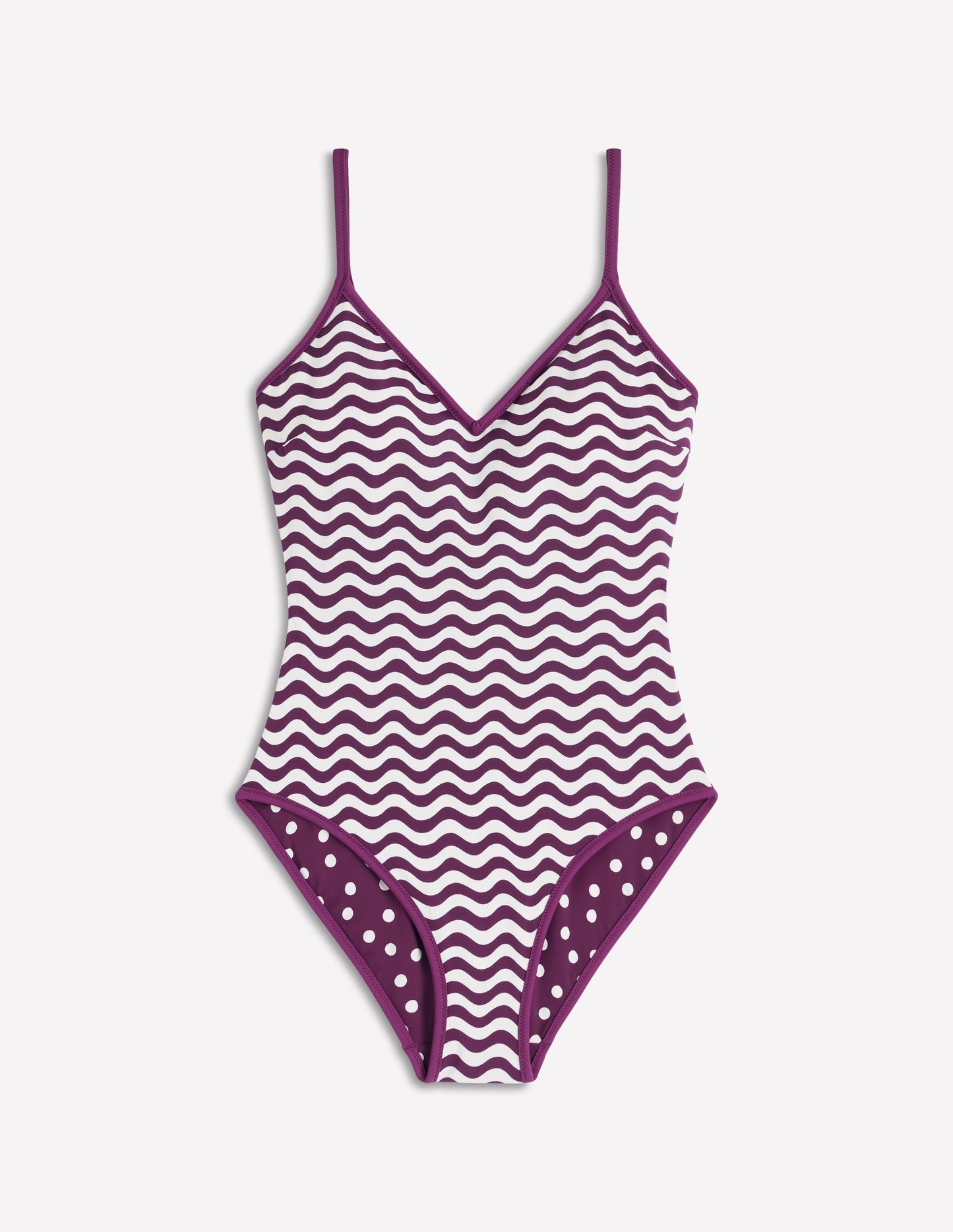 Symi Reversible Swimsuit-Chocberry, Stripe & Dot