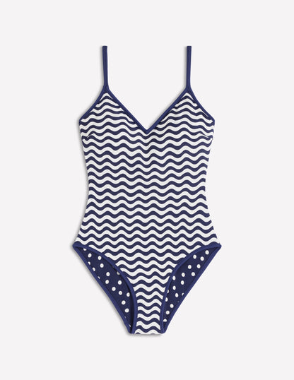 Symi Reversible Swimsuit-Navy, Stripe & Dot-5