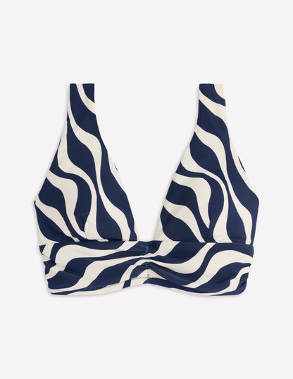 Mykonos Deep V Bikini Top-Navy, Rhythmic wave-7