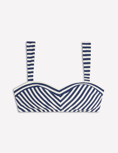 Clean Sweetheart Bikini Top-Navy, Ivory Stripe-5