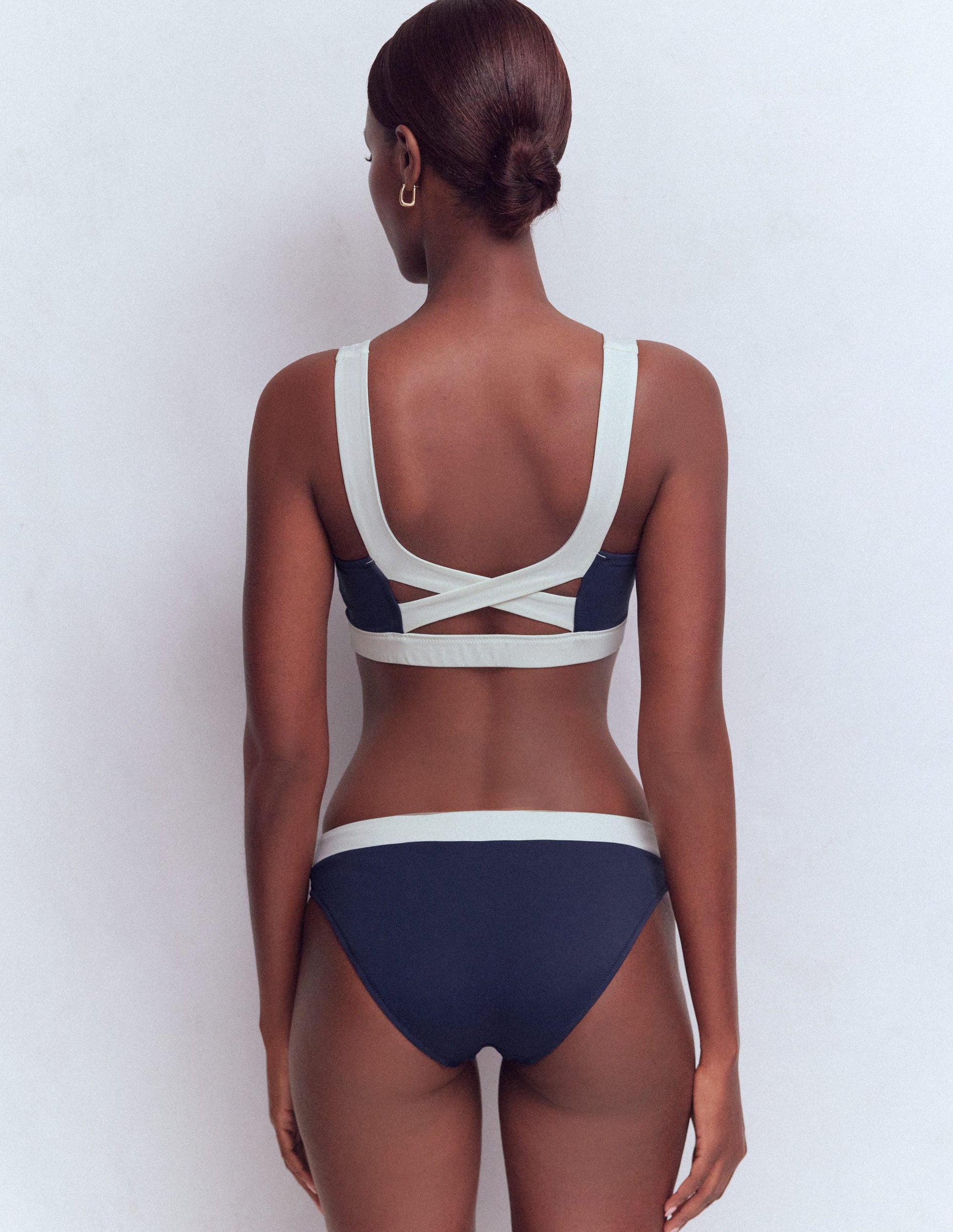 Campania Cross-back Bikini Top-Navy, Ivory Colourblock-3