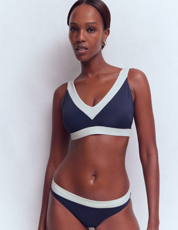 Panel Bikini Bottoms-Navy, Ivory Colourblock