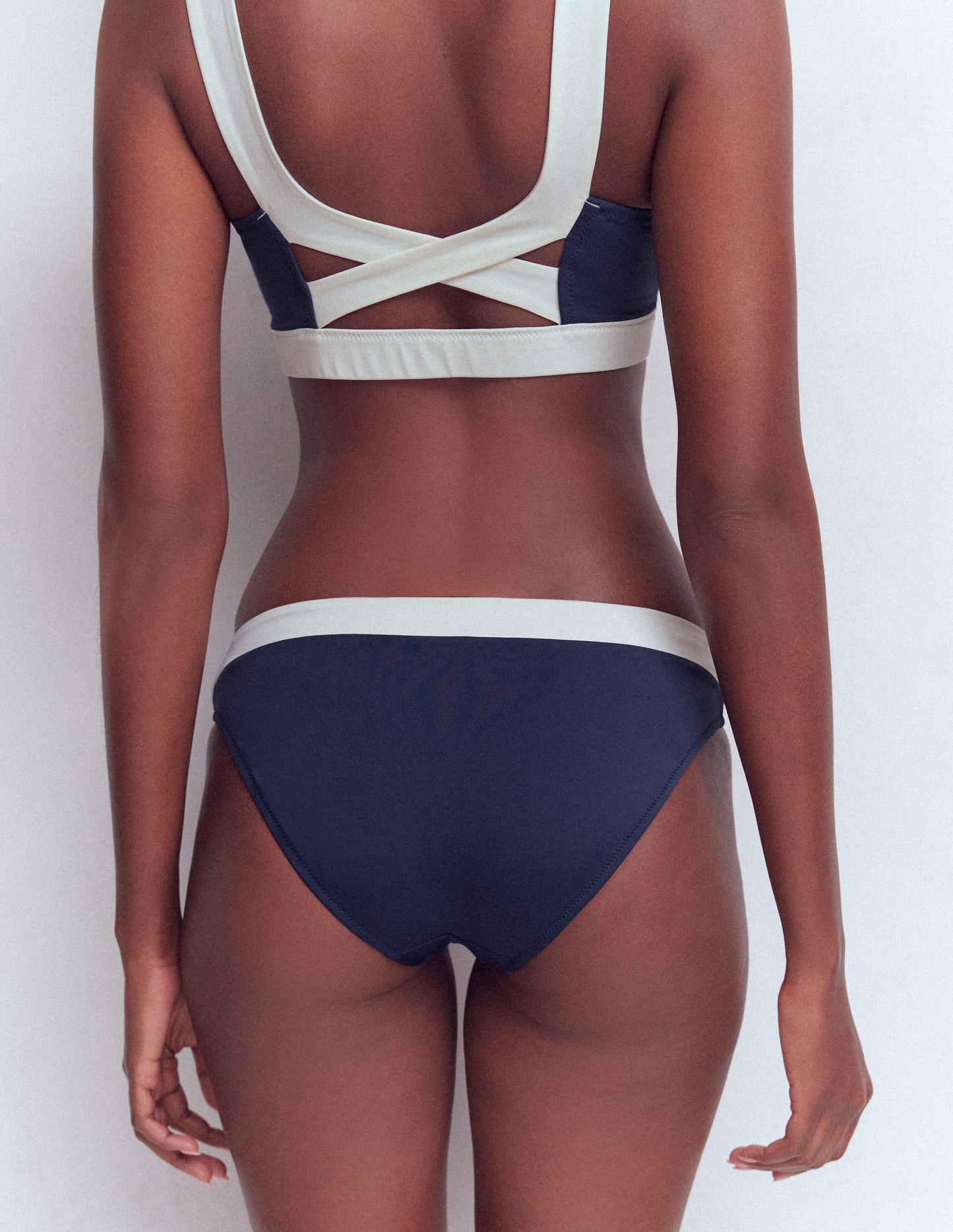 Campania Bikini Bottoms-Navy, Ivory Colourblock