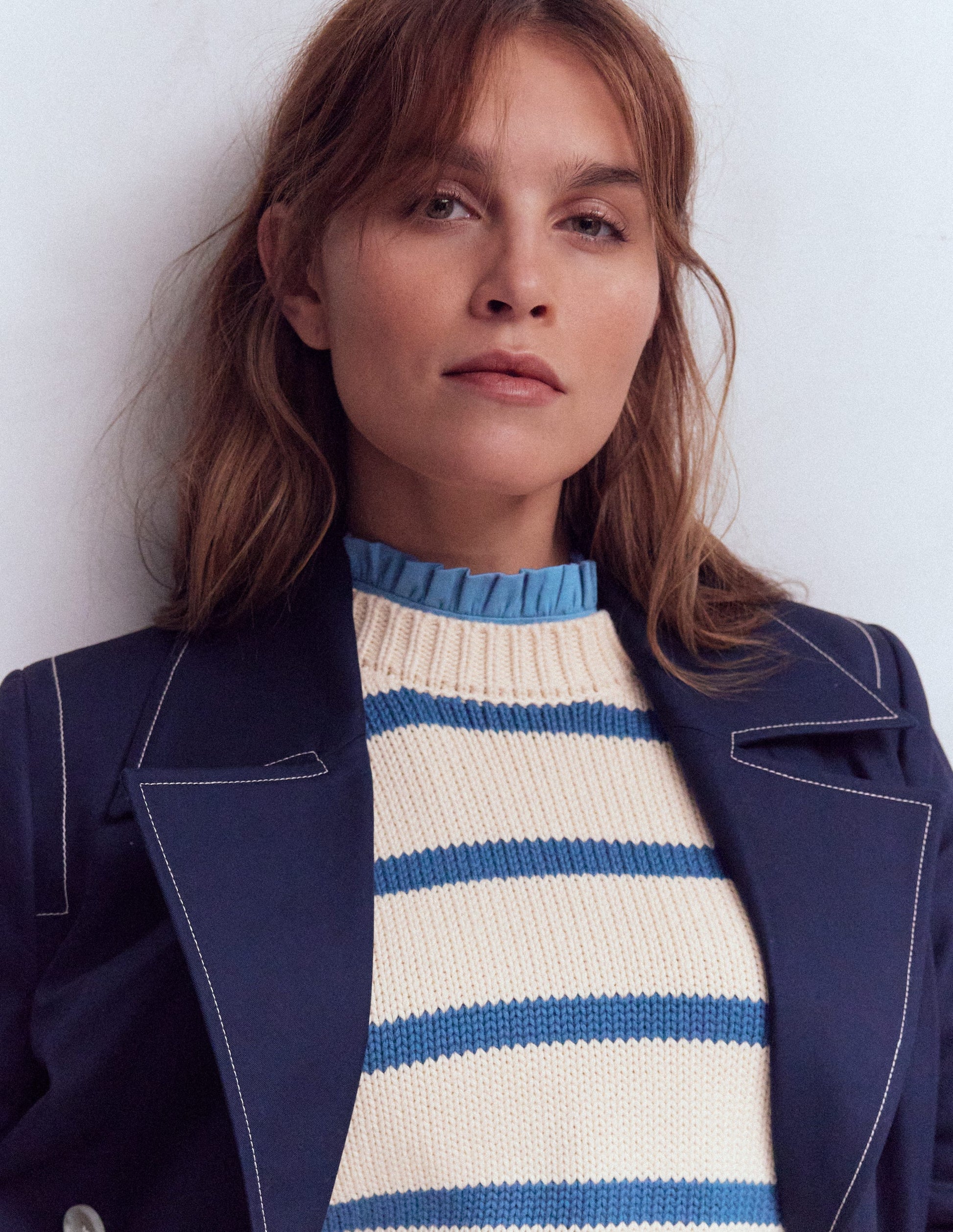 Supersoft Frill Detail Top-Captains Blue-5