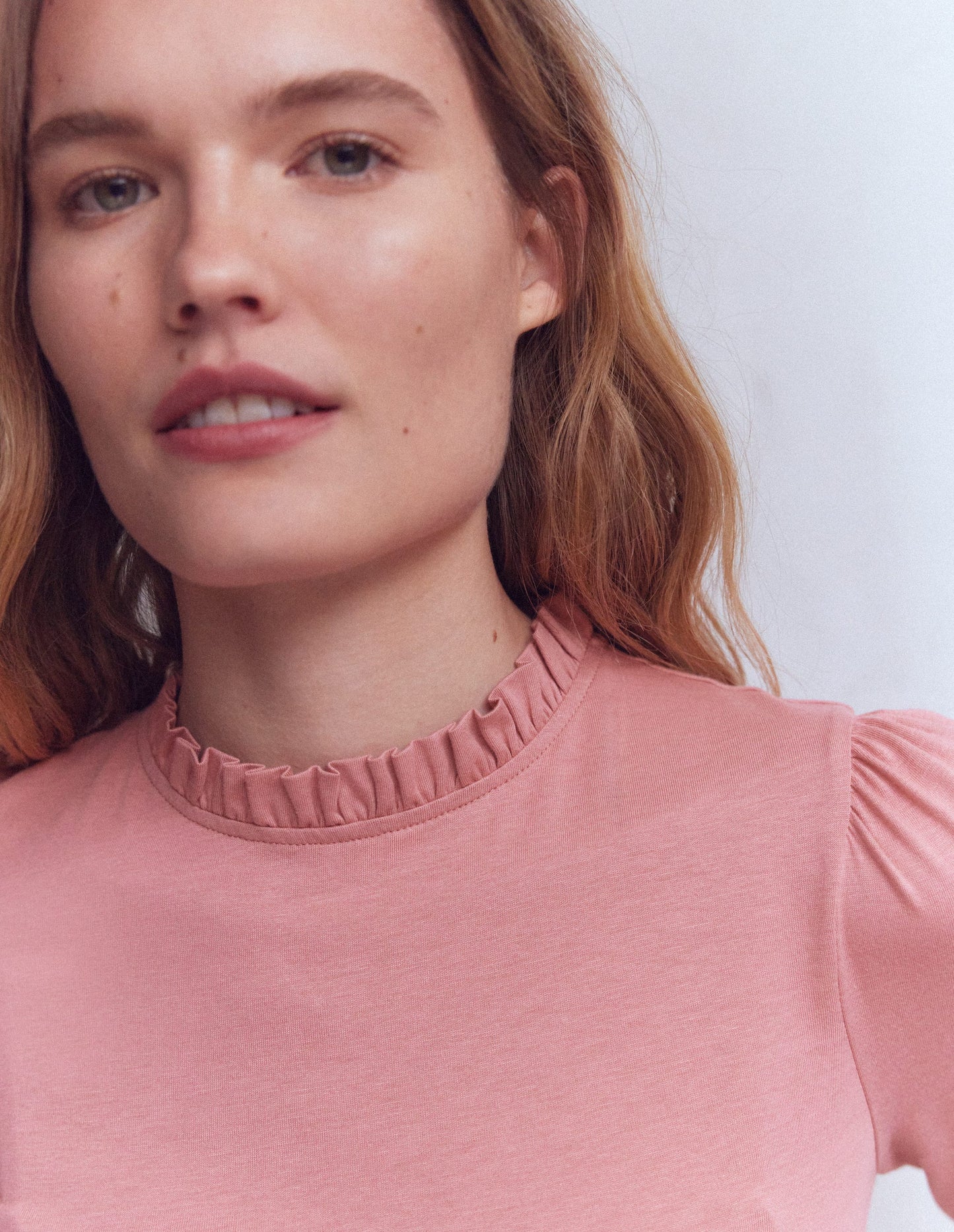 Supersoft Frill Detail Top-Vintage Rose