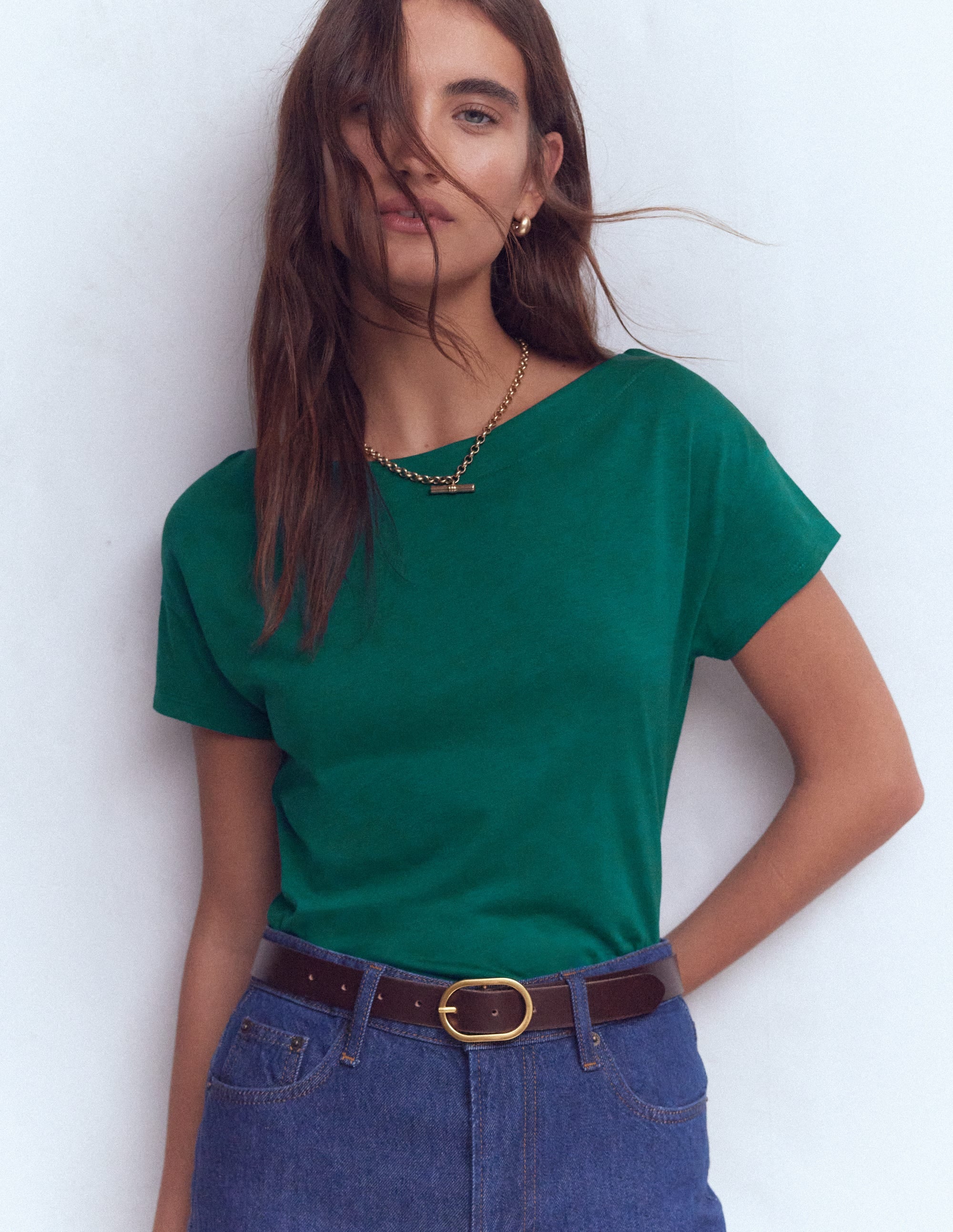 Supersoft Boat Neck T-Shirt-Deep Teal - Image 1