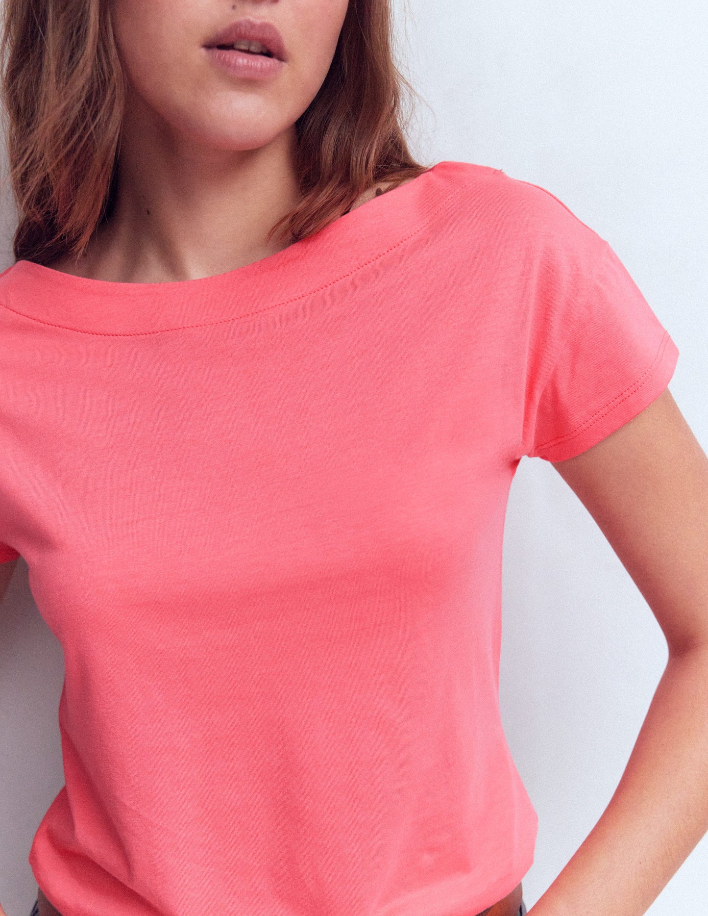 Supersoft Boat Neck T-Shirt-Azalea Pink