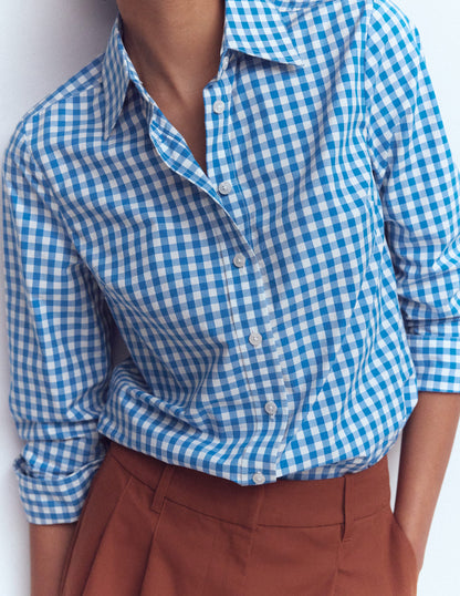 Sienna Cotton Shirt-Blue Gingham-2