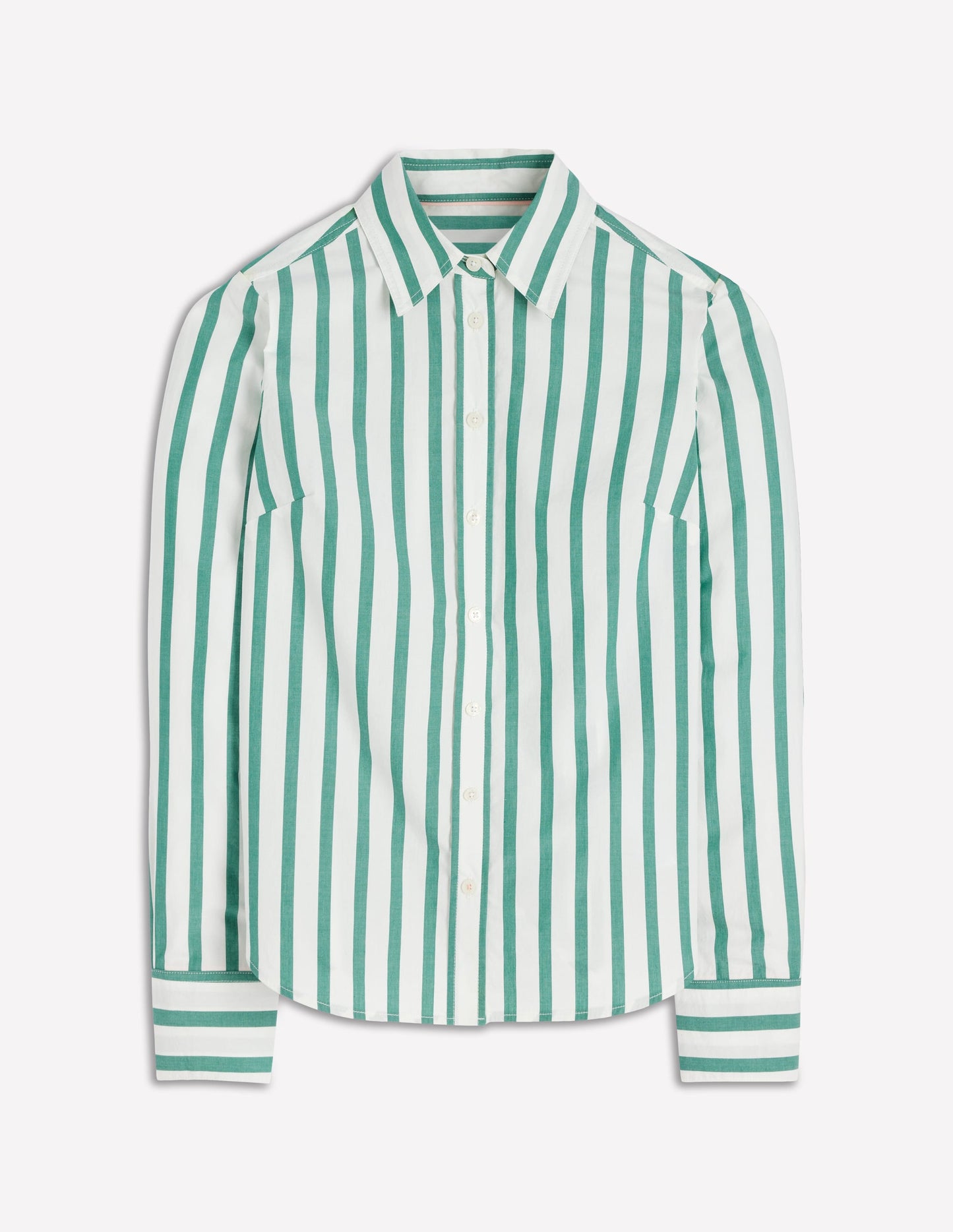 Sienna Cotton Shirt-Green and Ivory Stripe
