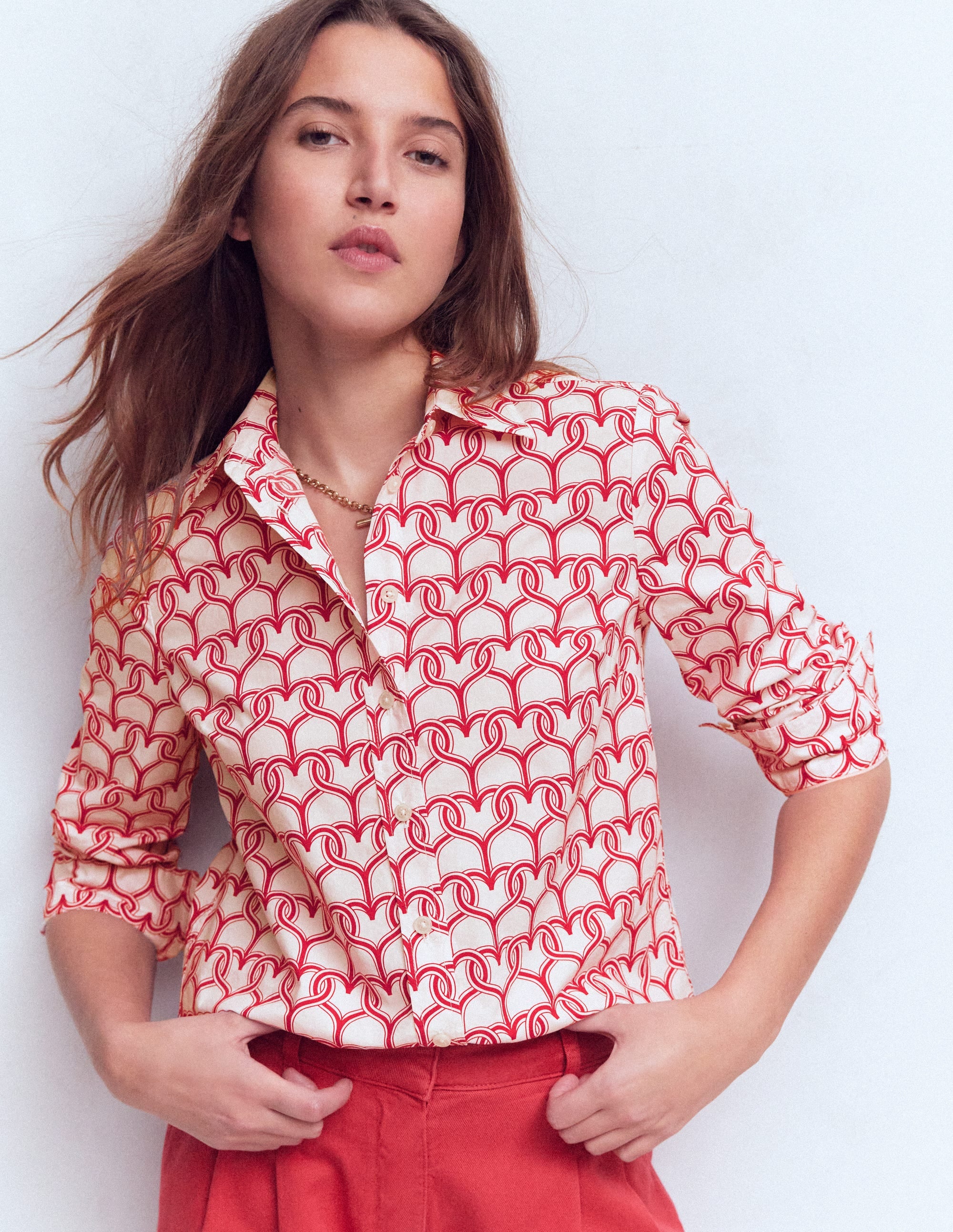 Sienna Cotton Shirt-Ivory, Heart Link - Image 1