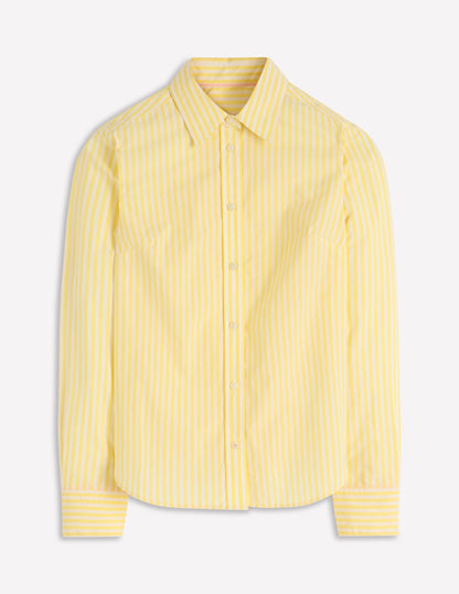 Sienna Cotton Shirt-Yellow and Ivory Stripe-7