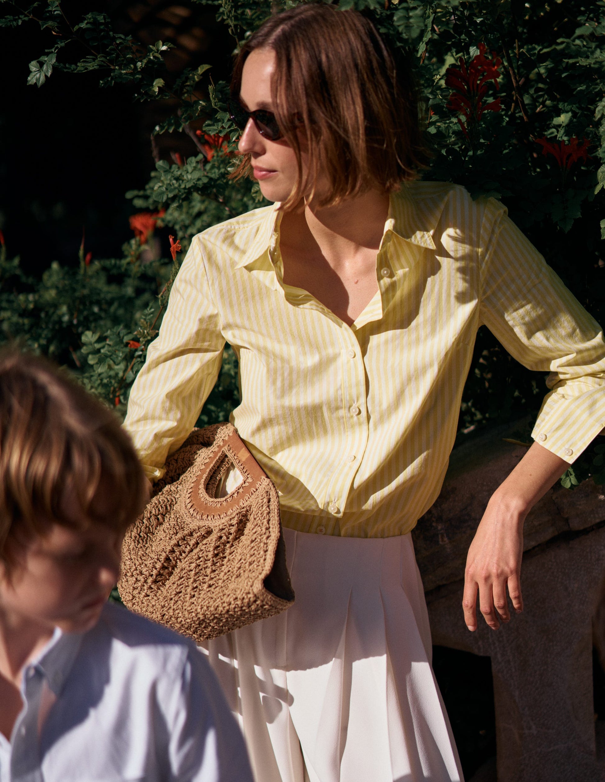 Sienna Cotton Shirt-Yellow and Ivory Stripe-1