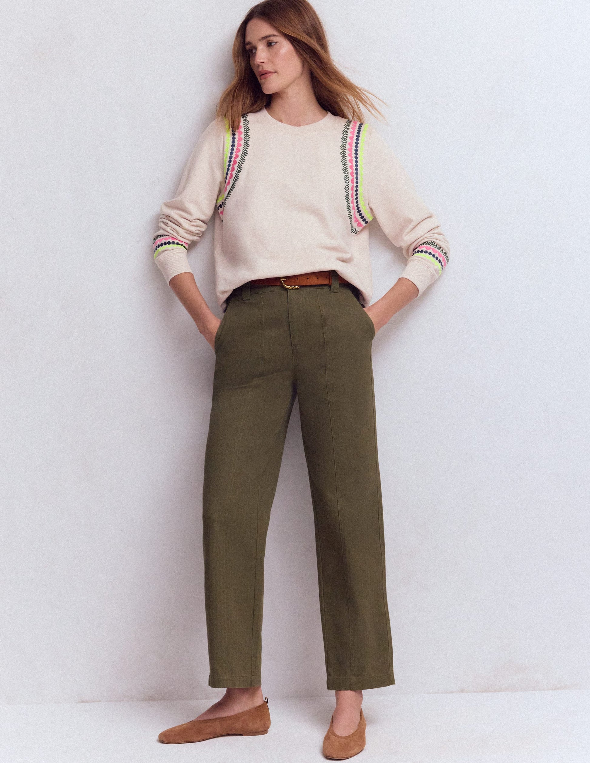 Hannah Embroidered Sweatshirt-Oatmeal Melange Embroidery-4