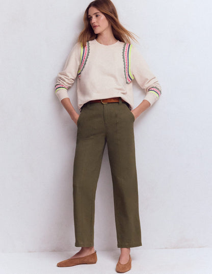 Hannah Embroidered Sweatshirt-Oatmeal Melange Embroidery-4