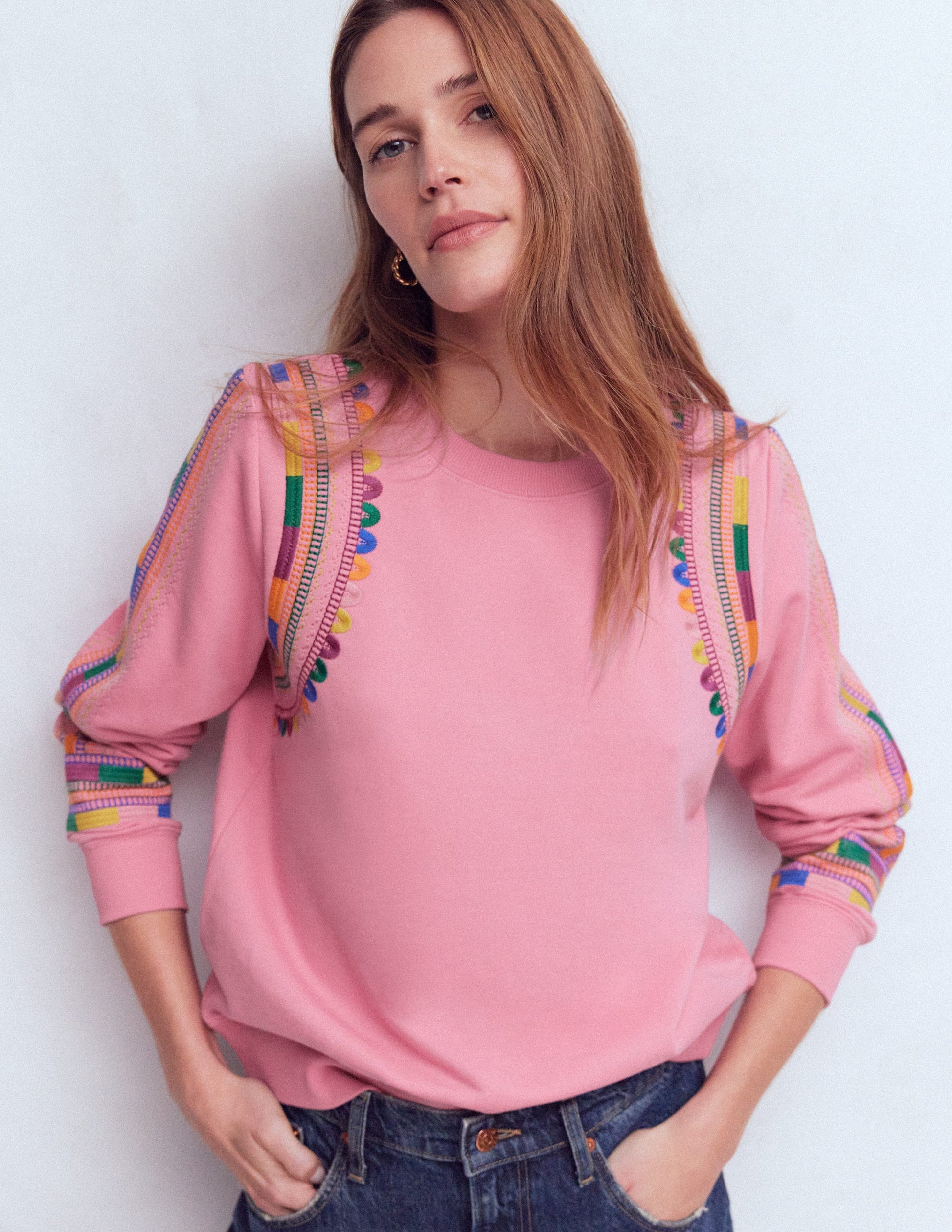 Hannah Embroidered Sweatshirt-Orchid Pink Embroidery-1
