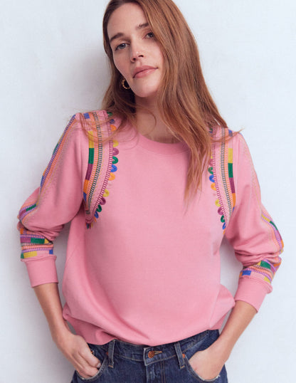 Hannah Embroidered Sweatshirt-Orchid Pink Embroidery-1