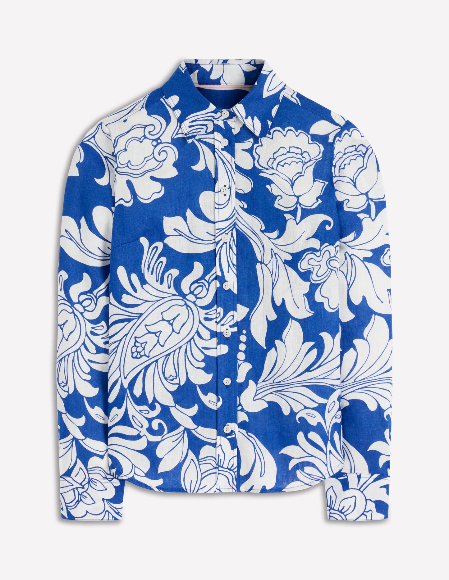 Sienna Linen Shirt-Blue, Botanical Flourish