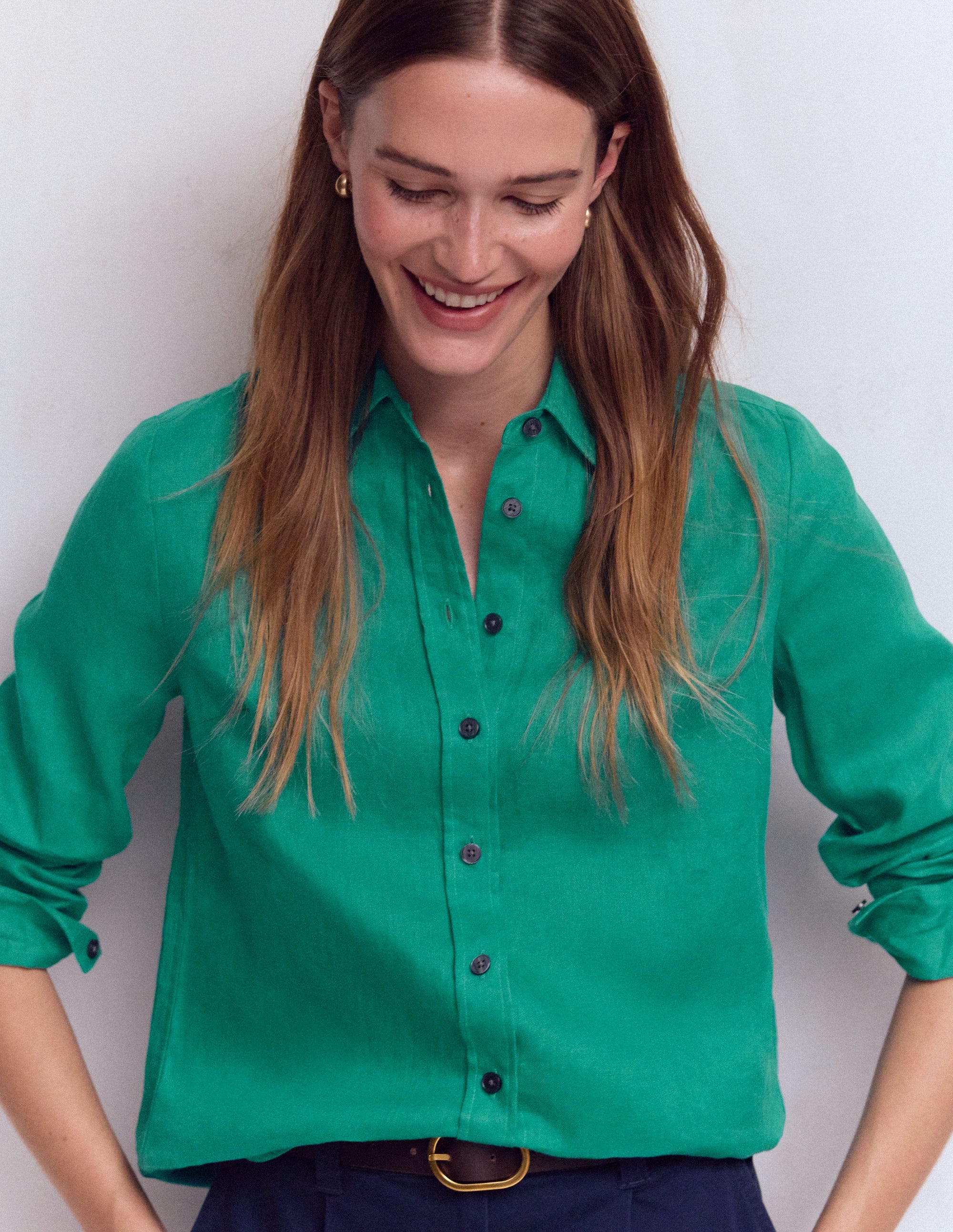 Sienna Linen Shirt-Deep Teal - Image 2