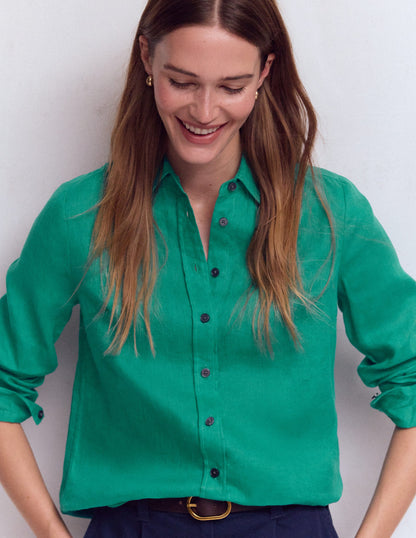 Sienna Linen Shirt-Deep Teal-2