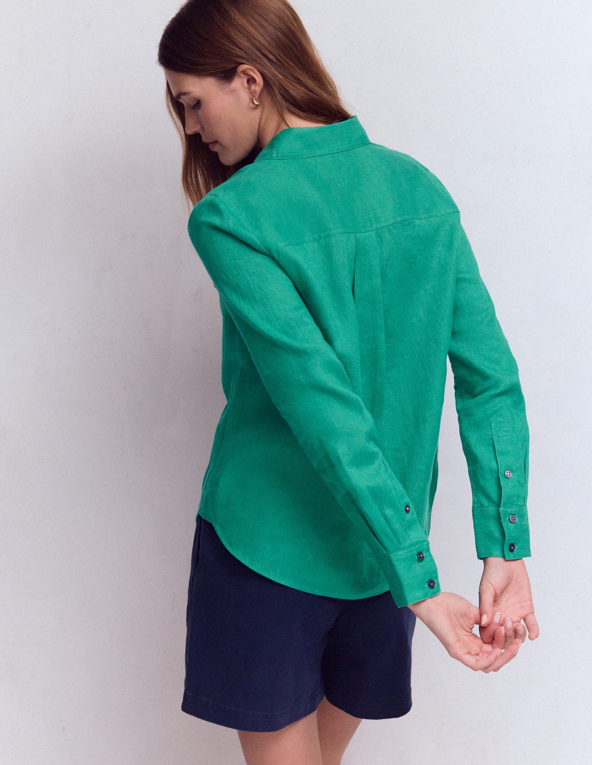 Sienna Linen Shirt-Deep Teal - Image 3