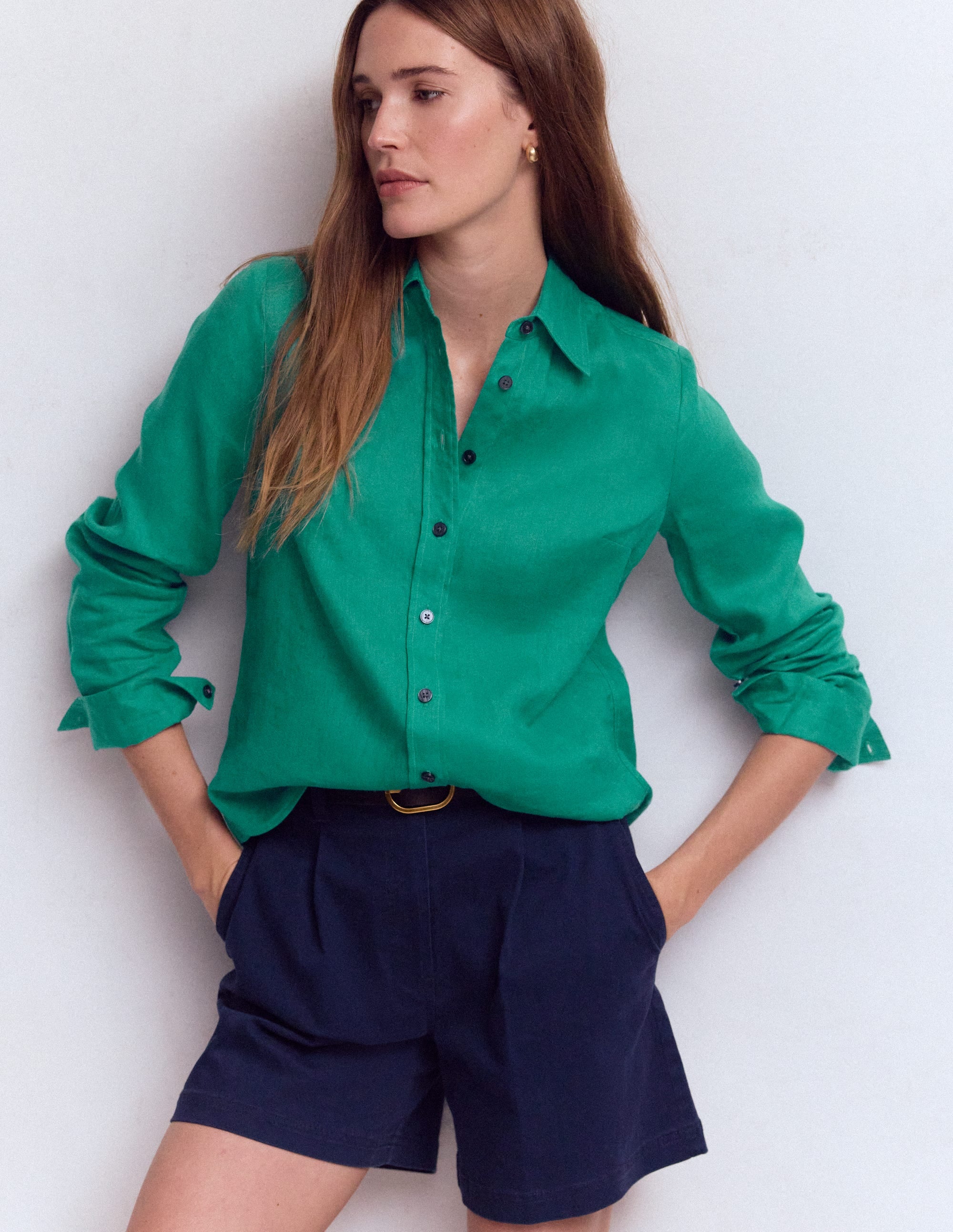 Sienna Linen Shirt-Deep Teal - Image 4