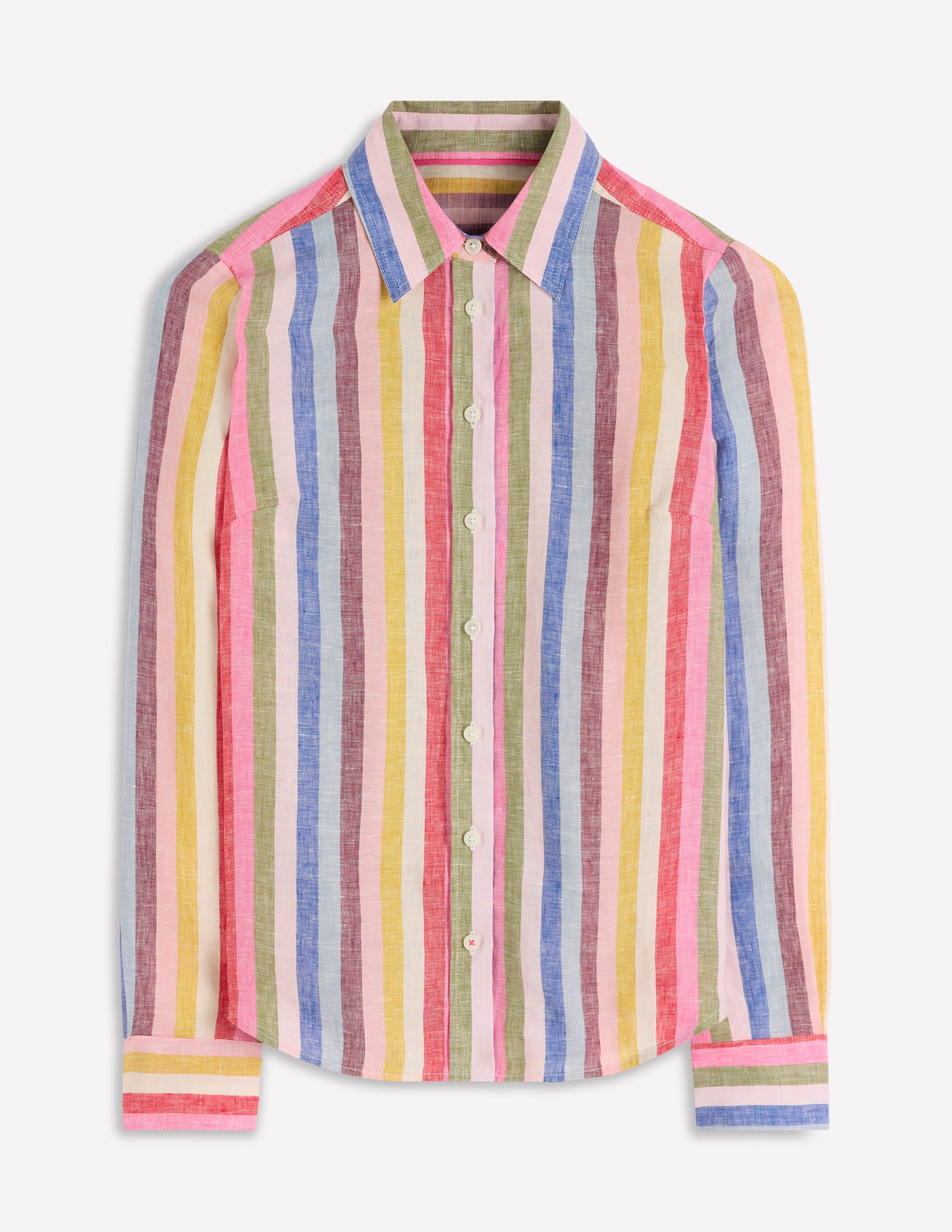 Sienna Linen Shirt-Pink, Green, Purple Multi - Image 6