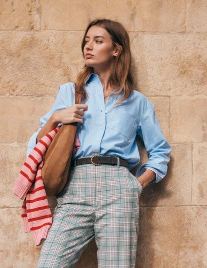 Sadie Relaxed Cotton Shirt-Blue Oxford-7