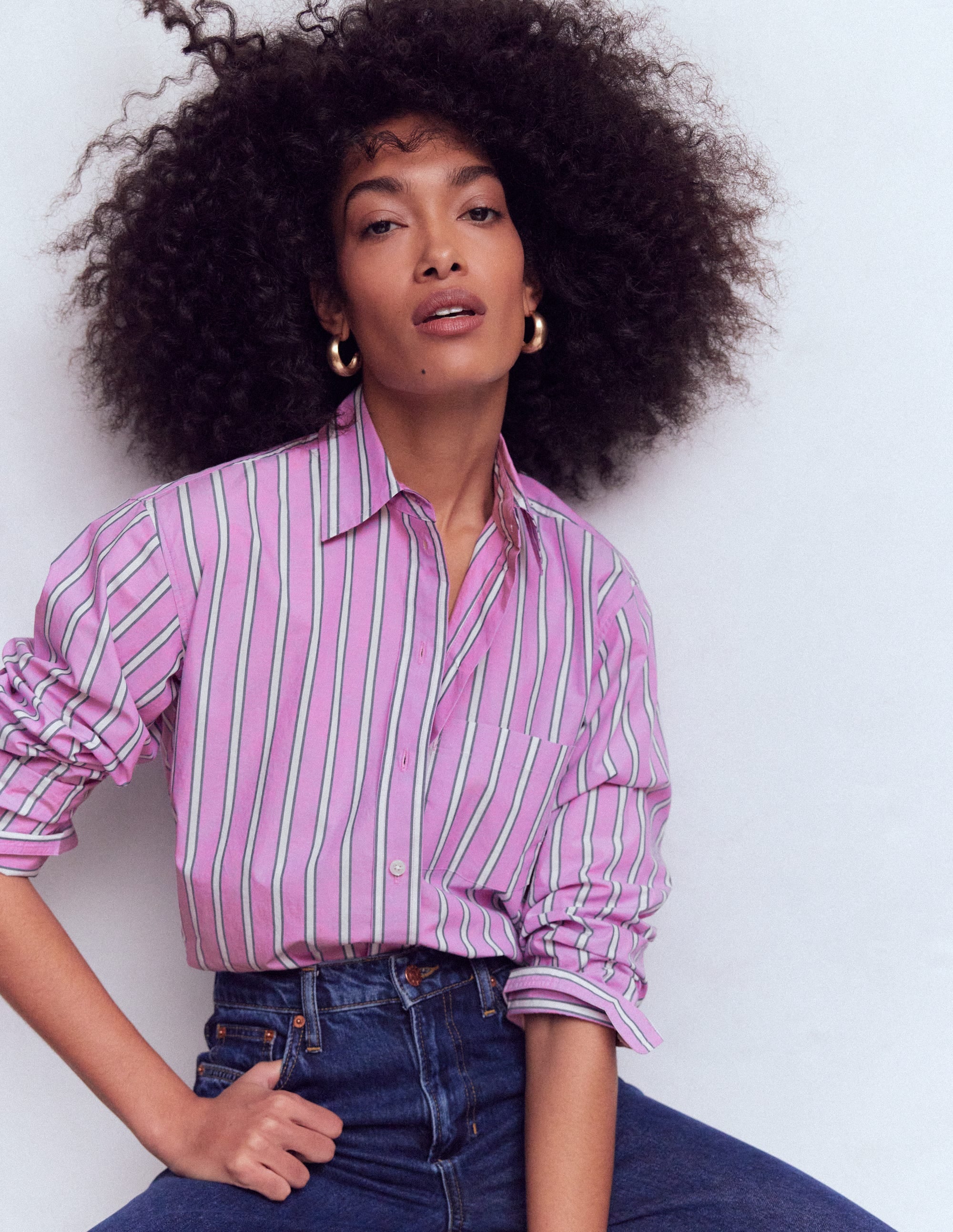 Sadie Relaxed Cotton Shirt-Multi Stripe - Image 1