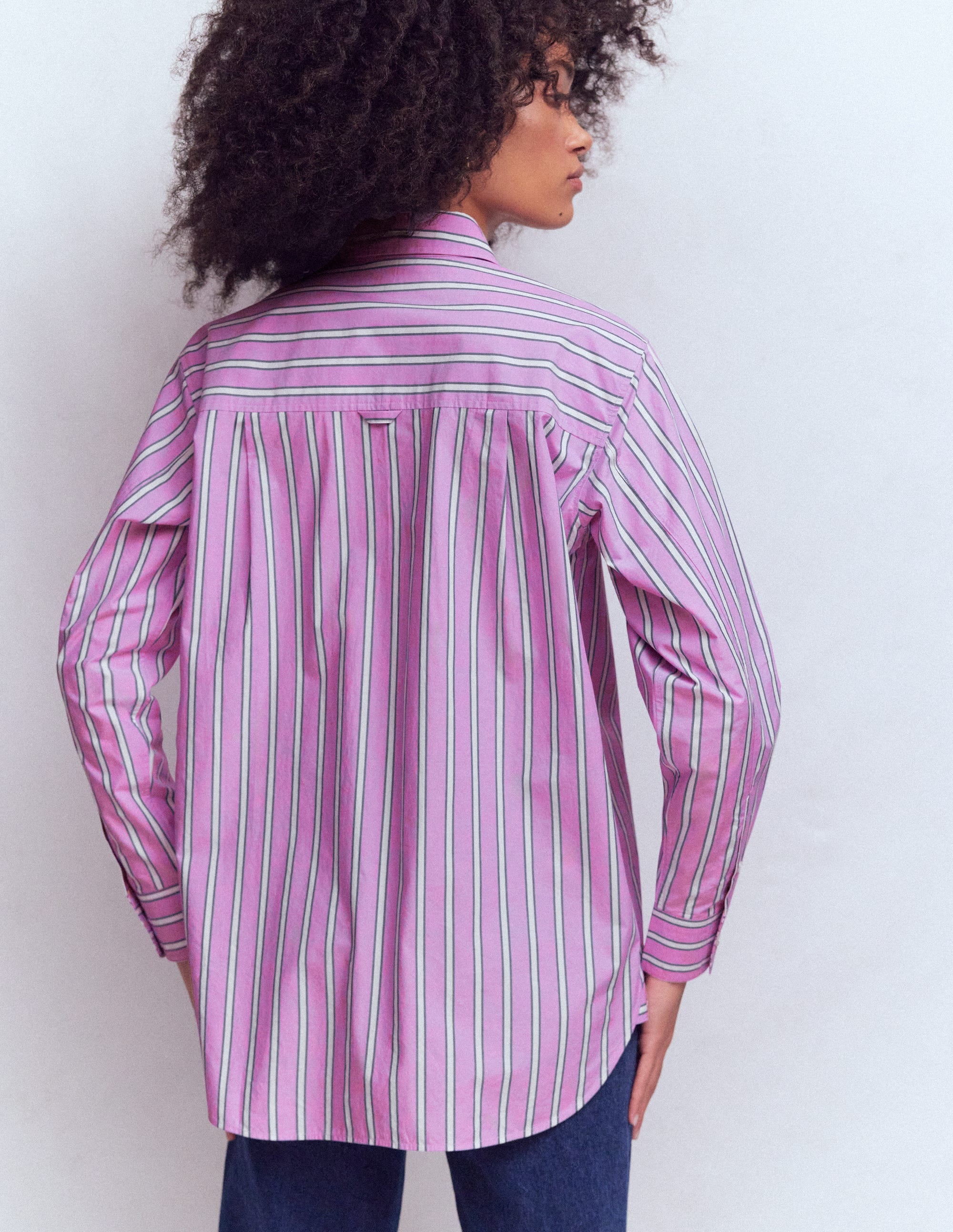 Sadie Relaxed Cotton Shirt-Multi Stripe - Image 3