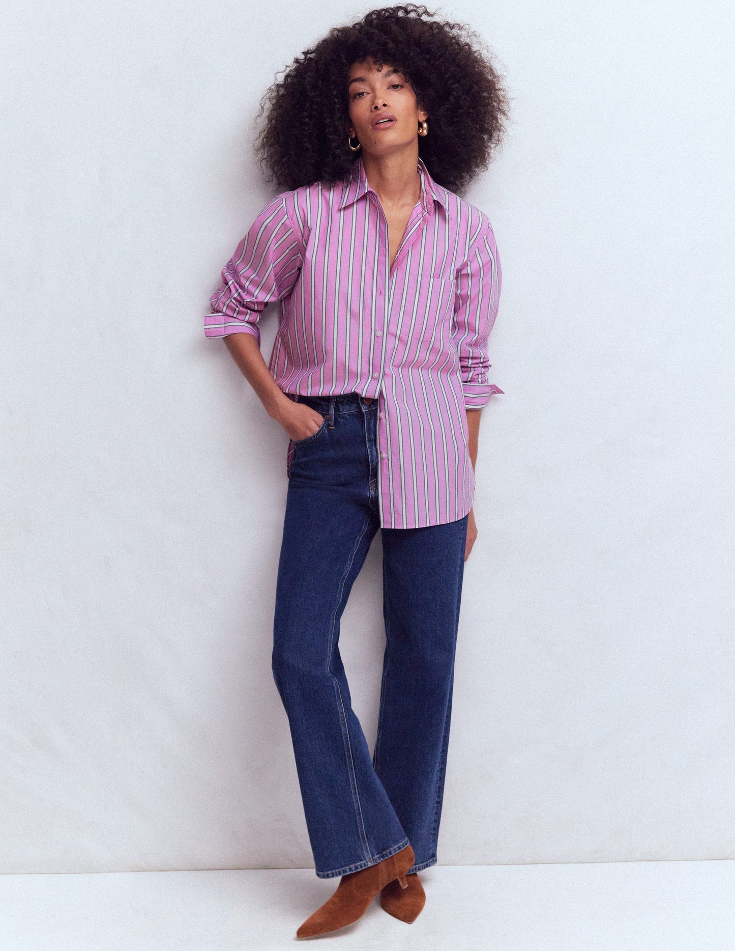 Sadie Relaxed Cotton Shirt-Multi Stripe