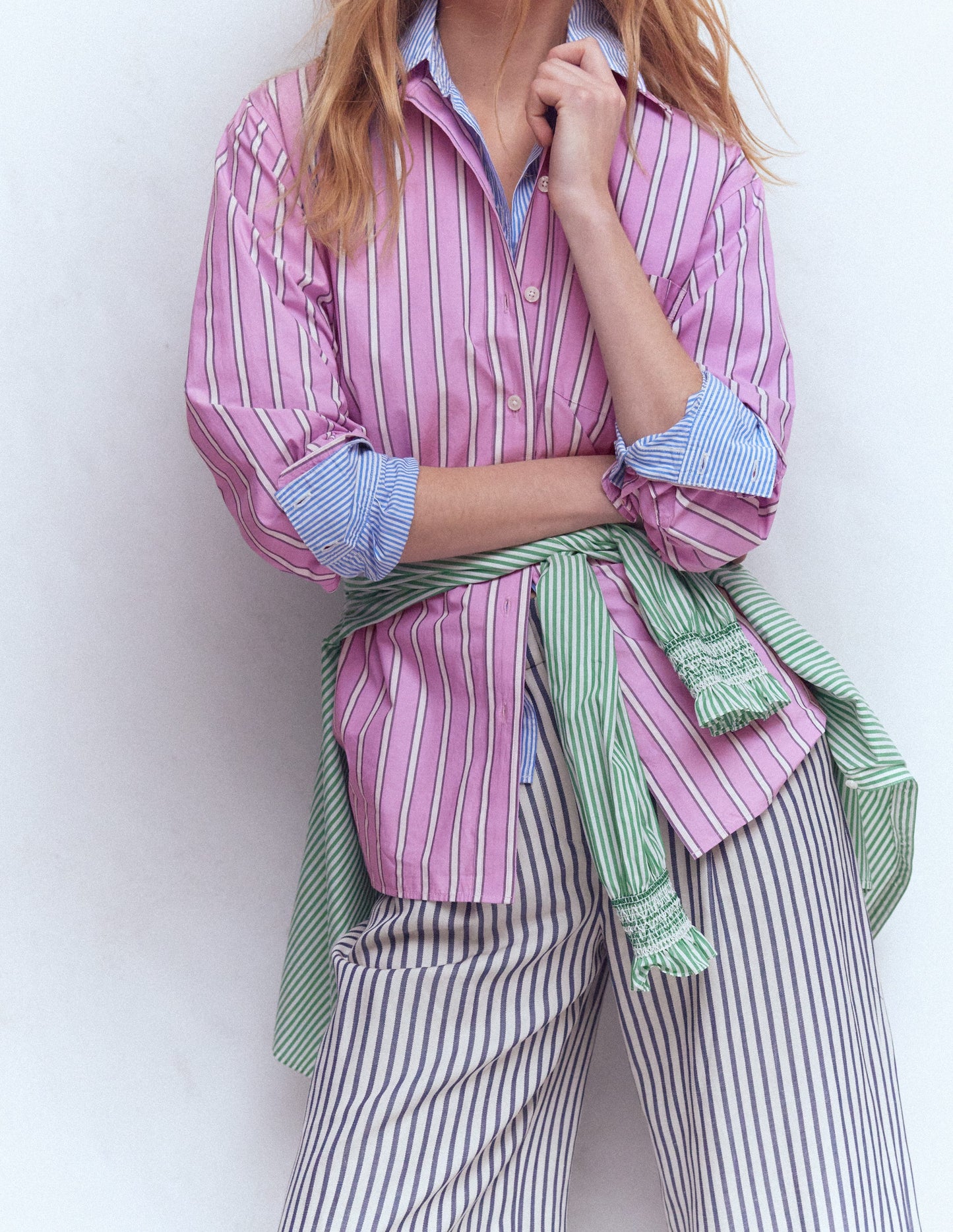 Sadie Relaxed Cotton Shirt-Multi Stripe