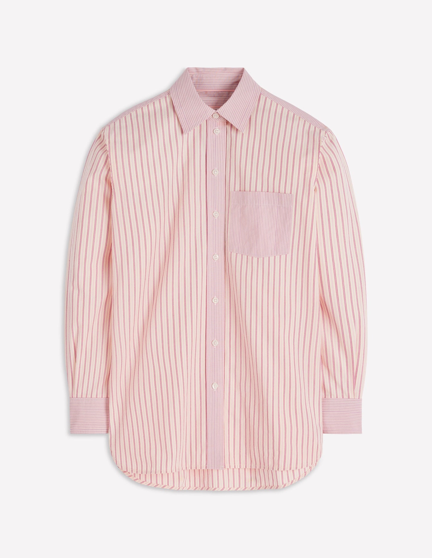 Sadie Relaxed Cotton Shirt-Pink Stripe Hotch