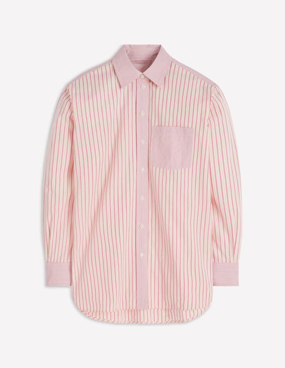 Sadie Relaxed Cotton Shirt-Pink Stripe Hotch-5
