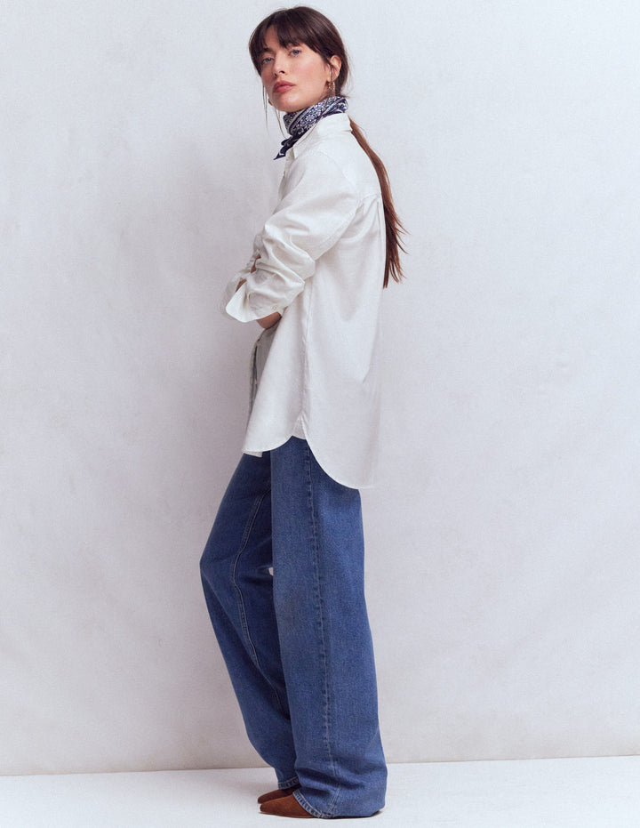 Sadie Relaxed Cotton Shirt-White Oxford