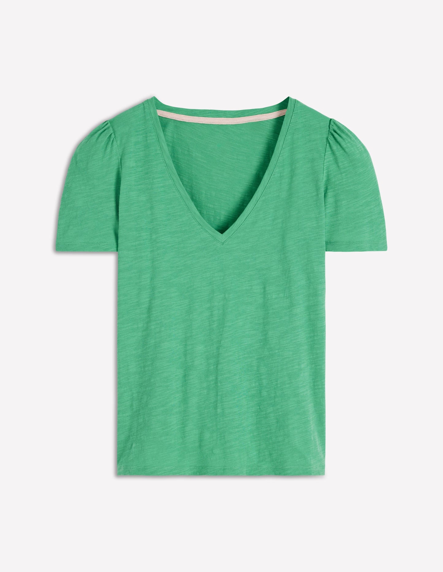 V Neck Slub T-shirt-Aloe Green