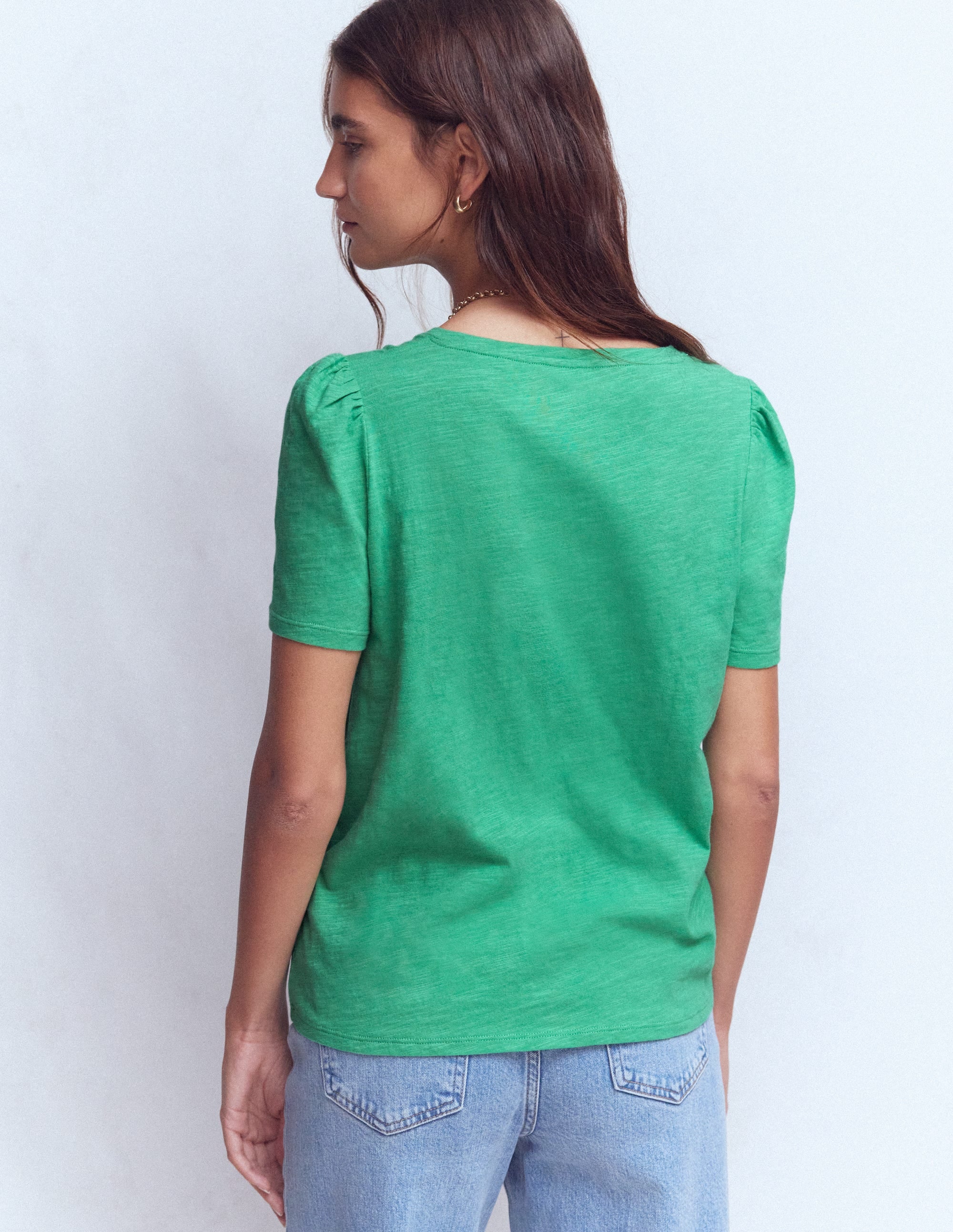 Sophie V-neck Slub T-shirt-Aloe Green - Image 3