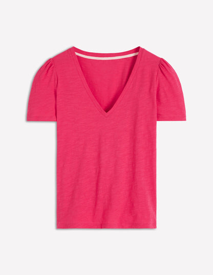 V Neck Slub T-shirt-Virtual Pink-5